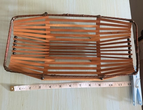 Mid century oval wood basket - oval, basket-
