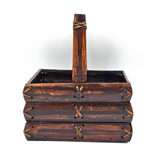 Rustic wood bamboo basket with - bamboo,