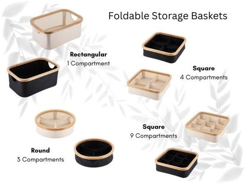 Foldable storage basket bamboo - foldable,