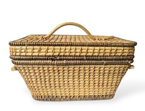 Cane rattan bamboo basket with - cane,