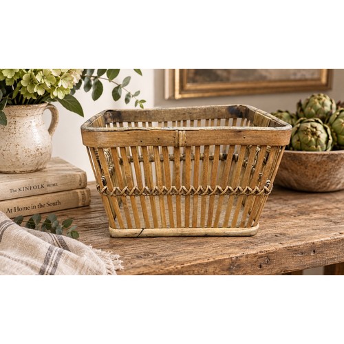 Vtg slatted bamboo gathering - bamboo,