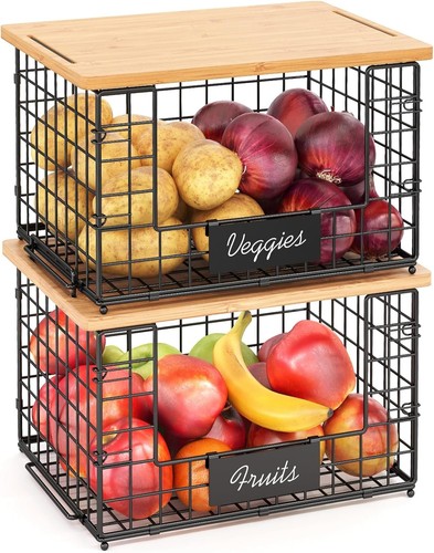 Stackable wire baskets with - stackable,
