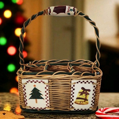 Vtg bamboo wicker basket - vtg, bamboo/wicker