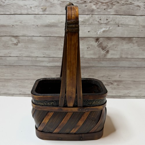 Vintage woven bamboo basket - bamboo,
