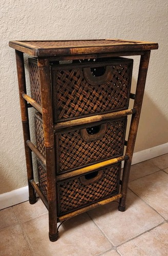 Vintage bamboo wicker tiered - vintage,